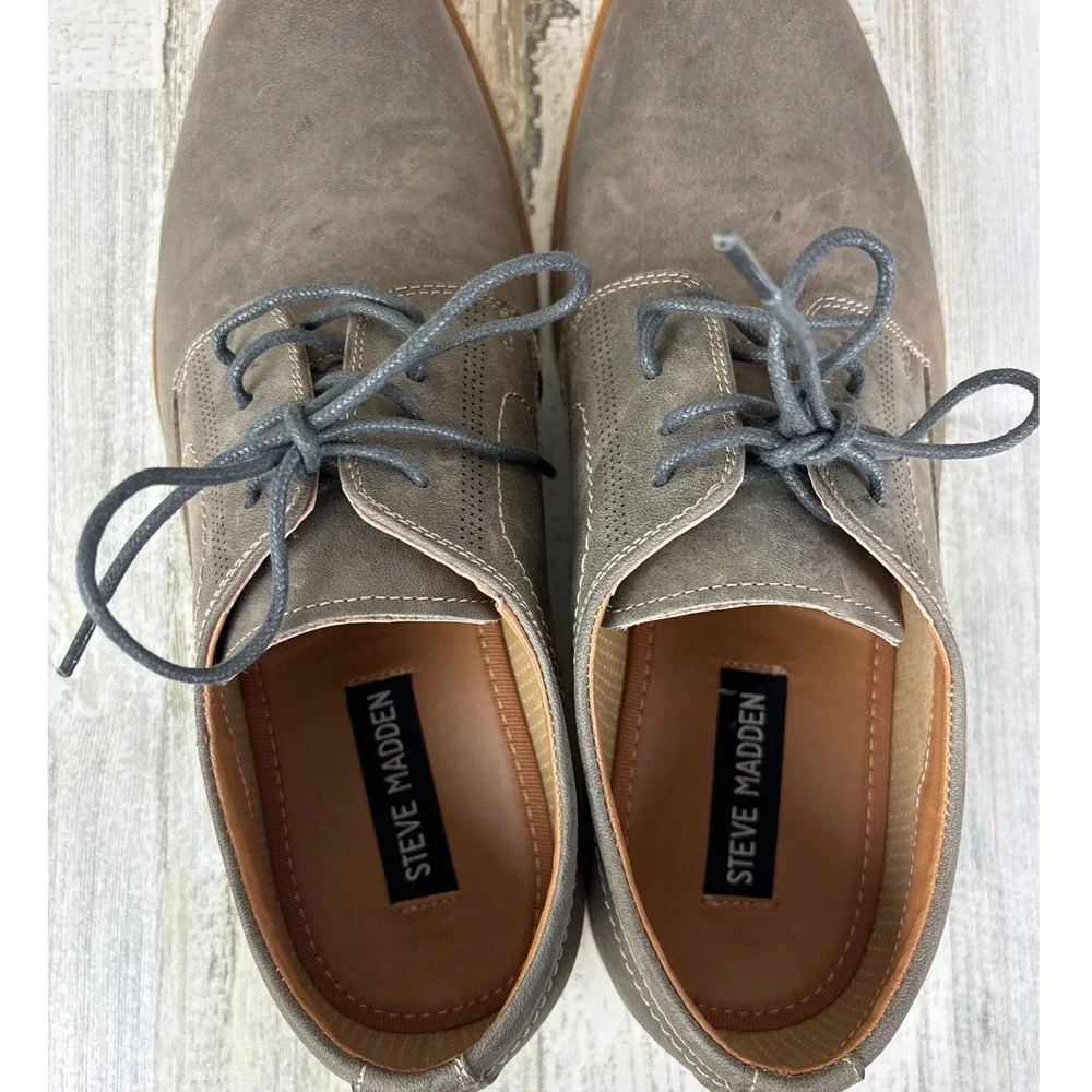 Steve Madden Mens 9 Kacion Gray Suede Oxford Shoes Lace Up Casual Dress NEW